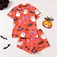 thumbnail image 4 of HAYIMI Women's Fall Holiday Pajama Set Short Sleeve Button Front Shirt and Elastic Waist Shorts Pumpkin Printed Nightwear Comfort Homewear, 4 of 9