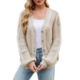 thumbnail image 2 of Pyhlmscde Women's Loose Long Sleeved V Neck Knitted Cardigan Jacket, Cardigan for Women, Womens Fall Tops, Women Sweaters, 2 of 6