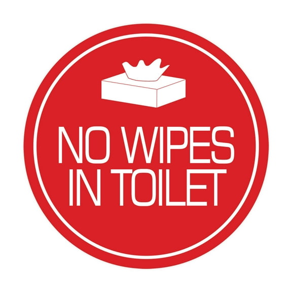Signs ByLITA Circle No Wipes In Toilet Sign (Red) - Large
