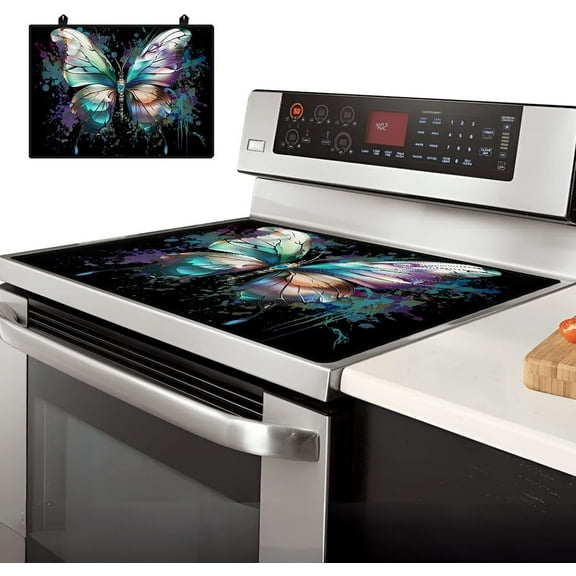 Electric Stove Cover 20.47x28.35" Foldable Glass Cooktop Protector Non-Slip Top Protector Mat for Stove Washer and Dryer(Butterfly) for diy