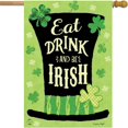thumbnail image 2 of Eat Drink and Be Irish Hat House Flag St. Patrick''s Day Shamrocks 28" x 40", 2 of 4