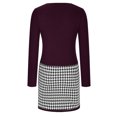 thumbnail image 3 of Jumper Dress for Women Plus Size Houndstooth Ladies V-Neck Dress Elegant Long Sleeve Casual Dresses Stitching Slim Fit Midi Dress Work Office Business Sweatshirt Dresses, 3 of 4