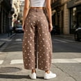 thumbnail image 5 of PEIBang Women's Polka Dot Wide Leg Denim Jeans,High Waist Single Button Fly Loose Full Length Cropped Denim Pants with Multi Pockets, 5 of 9