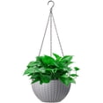 thumbnail image 1 of Cesta colgante, maceta de plástico, jardín de resina circular, maceta colgante para plantas de interior y exterior, 1 paquete de gris plateado, 1 of 5