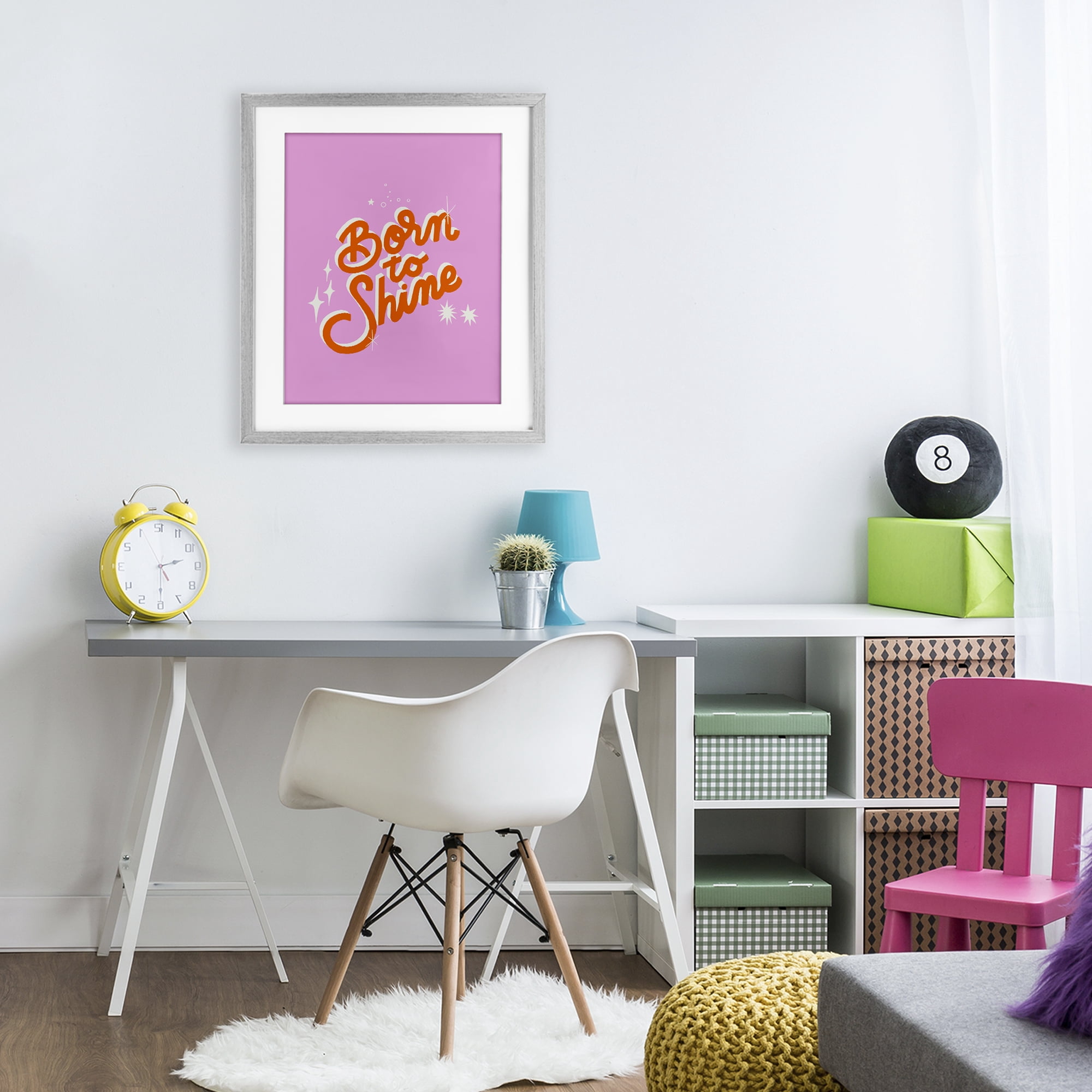 Stupell Industries Born To Shine on Pink Gray Framed Print Under Glass, design by Indira Prieto | IndySign