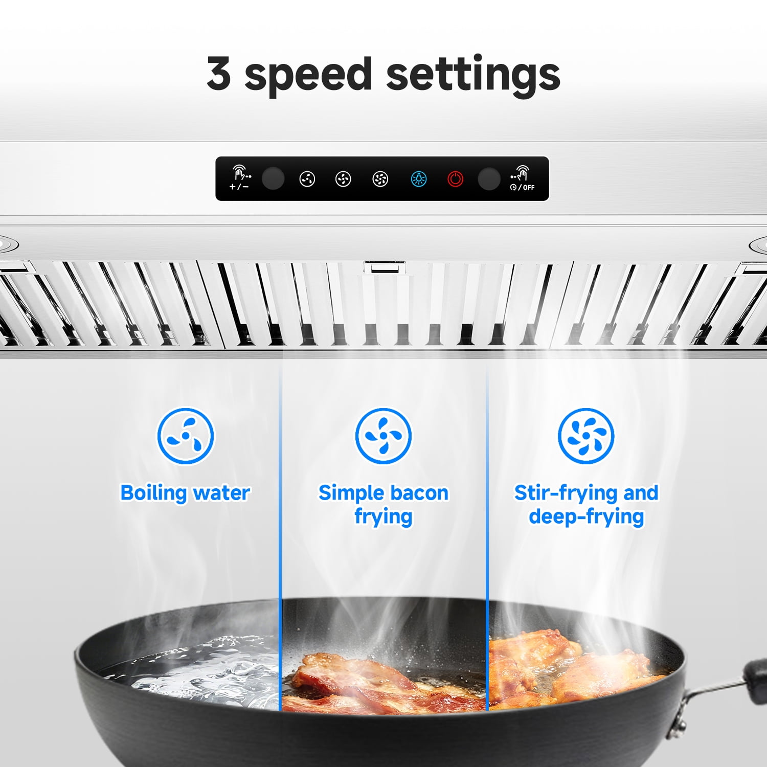 Aobosi 36 inch Range Hood Under Cabinet 800CFM CFM with 3-Speed Gesture Sensing & Touch Control, Stainless Steel Kitchen Stove Vent Hoods with 2 LED Lights, Time Setting