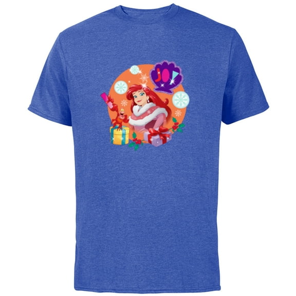 Disney Princess The Little Mermaid Ariel Christmas Joy - Short Sleeve Cotton T-Shirt for Adults - Customized-Royal Heather