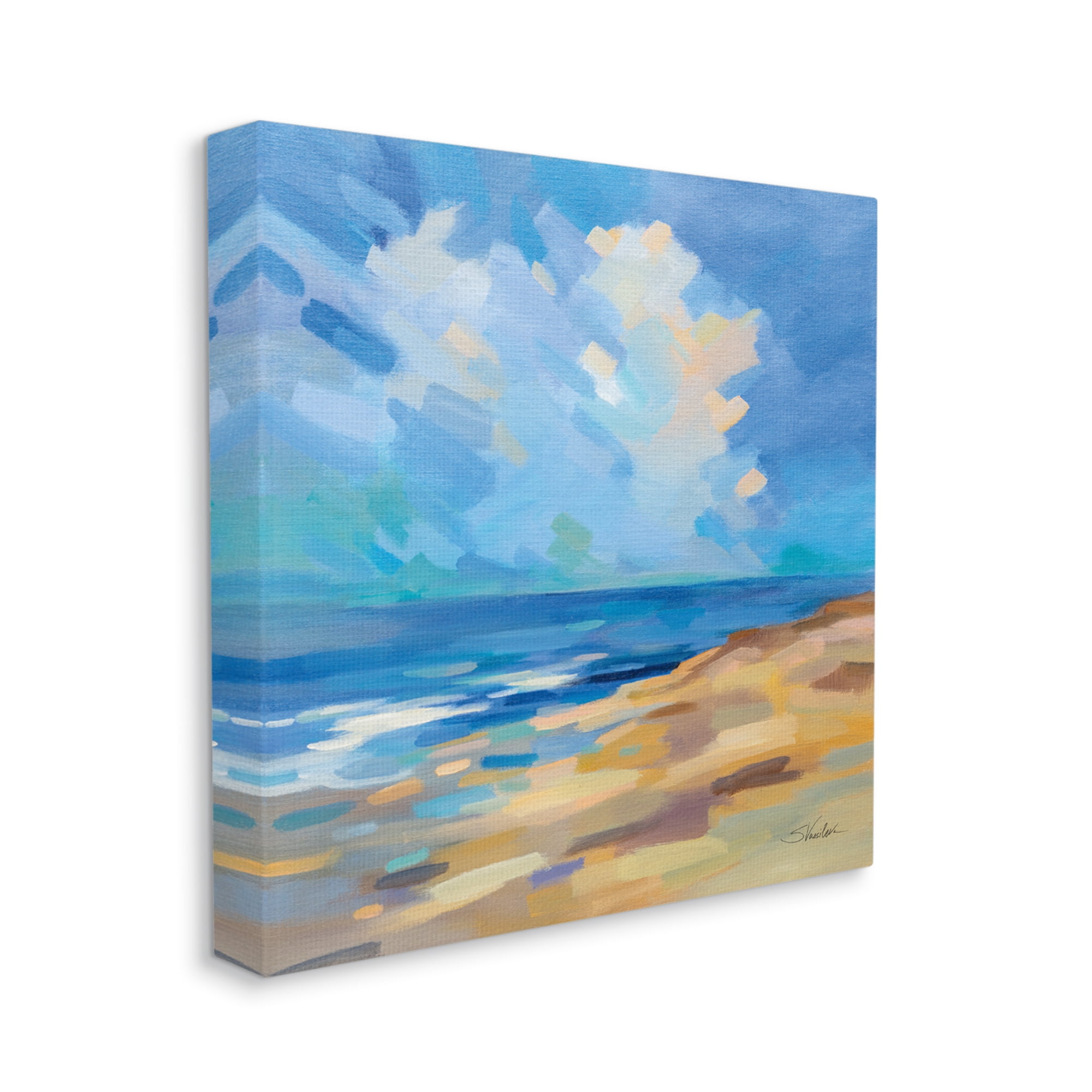 Stupell Industries Abstract Beach Painting Nature Painting Gallery Wrapped Canvas Print Wall Art, 17 x 17