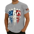 thumbnail image 3 of 250th Anniversary American Shirts for Men Patriotic Star American Flag Print Crew Neck Short Sleeve Tees Big and Tall Classic Fit Workout Casual T-Shirt, Light Gray, #01 Light Gray, 3 of 4