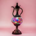 thumbnail image 4 of SILVERFEVER Mosaic Turkish Teapot Lamp Moroccan Glass for Table Desk Bedside Bronze Base Bundle with E12 Light Bulb Rainbow Clouds, 4 of 7