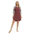 thumbnail image 5 of Women's Nightgowns 3/4 Sleeve Sleep Shirts Soft Two Striped Nightshirts Contrast Color Nightdress S-3XL, 5 of 7