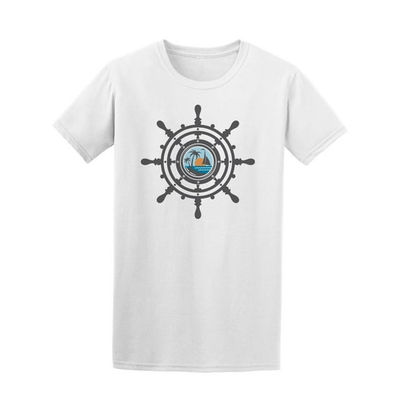 Ship Helm With A Beach T-Shirt Men -Image by Shutterstock, Male XX-Large