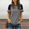 thumbnail image 2 of Siilsaa Women Summer Casual Shirts: Short Sleeve Striped Tunic Tops - Womens Crew Neck Tee Tshirt Blouses Grey,M, 2 of 5