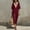 Wine, variant on YuXingFu Plus Size Dresses for Curvy Women Maxi V-Neck Plus Size Womens Dress Elbow-Length Solid Color Slim Fit Long Casual Summer White S