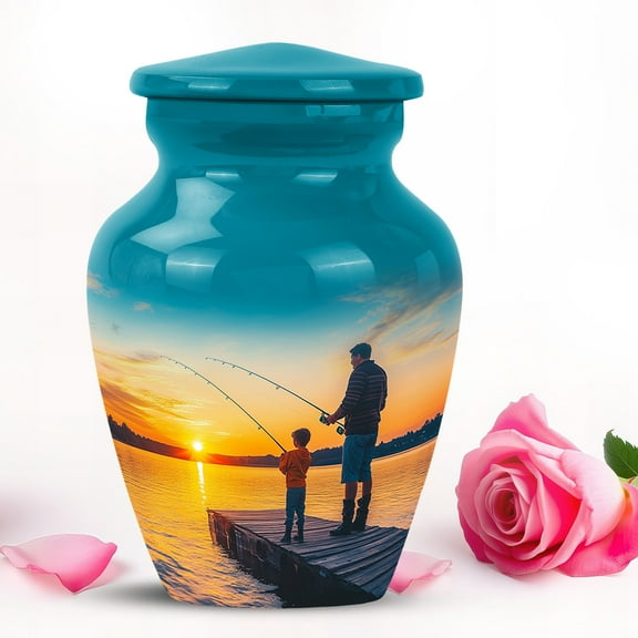 Fishing In Sunset funeral urns for adult ashes men - memorial urns for ashes adult female 3 inch 1 pcs