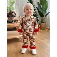 thumbnail image 5 of Cjfdfy Newborn Baby Girl Christmas Satin Pajamas Romper Santa Claus Printed Long Sleeve Furry Trim Jumpsuit Infant Cute Christmas Holiday Fall Winter Sleepwear 0-18 Months, 5 of 9