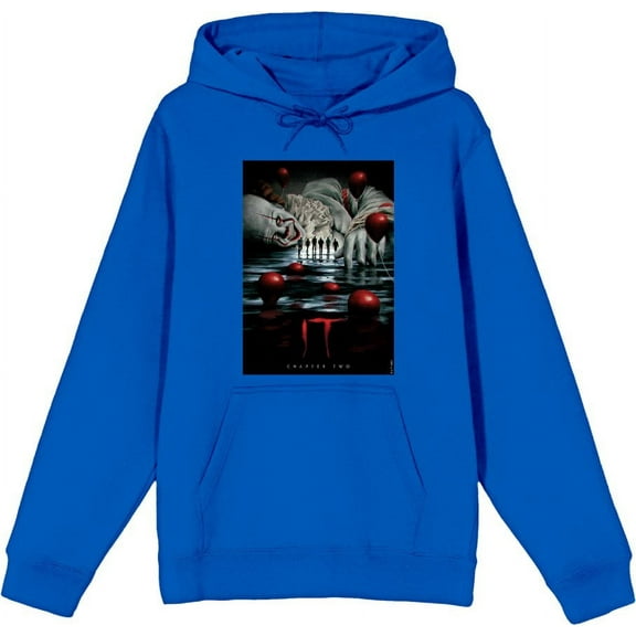 It Chapter 2 Pennywise Beckons Fan Poster Adult Blue Long Sleeve Hoodie-Medium
