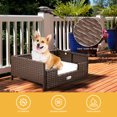 thumbnail image 3 of Dextrus Rattan Dog Bed with Beige Cushion, Indoor Outdoor Pet Bed for Small Medium Dogs and Cats,24.8''L*19.7''W*9.8''H,Brown, 3 of 5