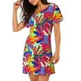 thumbnail image 2 of Kdxio Chemise de Nuit Colorée à Imprimé Bananes pour Femmes, Manches Courtes, Décontractée, Ample et Confortable, 2 of 6