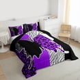 thumbnail image 3 of Homewish Purple Butterfly Animal Queen Comforter Set, Romantic Valentines Day Bedding Sets, Chic Leopard Zabra Print Reversible Bedding Comforter Set, Luxury Bedroom Decor, 3pcs, 3 of 8