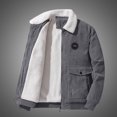 thumbnail image 2 of Herrnalise Men's Fashion Casual Cotton Jacket Corduroy Velvet Thickened Long Sleeve Lapel Oversize Coat Gray, 2 of 9