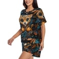 thumbnail image 2 of Haiem Playful Leopard Art Pattern Pajama Set for Women 2 Piece Lounge Set Short Sleeve Tops and Shorts Soft Sleepwear-Large, 2 of 7