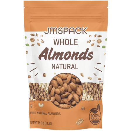 JMSPACK - Natural Whole Almonds, 16 ounce (1 lb)