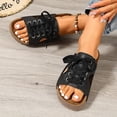 thumbnail image 4 of Samdudou Womens Sandals Summer Casual Slip On Open Toe Shoes Lace Up Sneaker Slides with Side Cutouts Chunky Sole Outdoor Walking Footwear for Ladies Vacation, 4 of 9