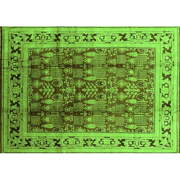 Ahgly Company Indoor Rectangle Oriental Green Industrial Area Rugs, 4' x 6'
