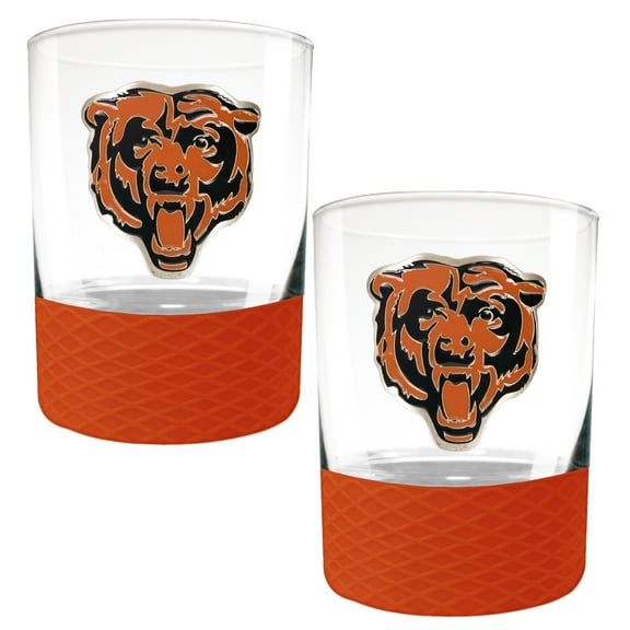 Chicago Bears 2-Pack 14oz. Rocks Glass Set with Silcone Grip