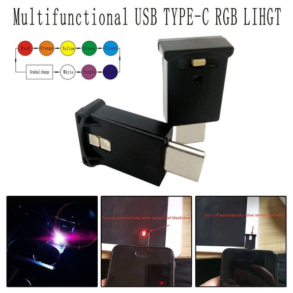 USB-C Type-C LED Interior Light Neon Atmosphere Ambient Lamp For Car