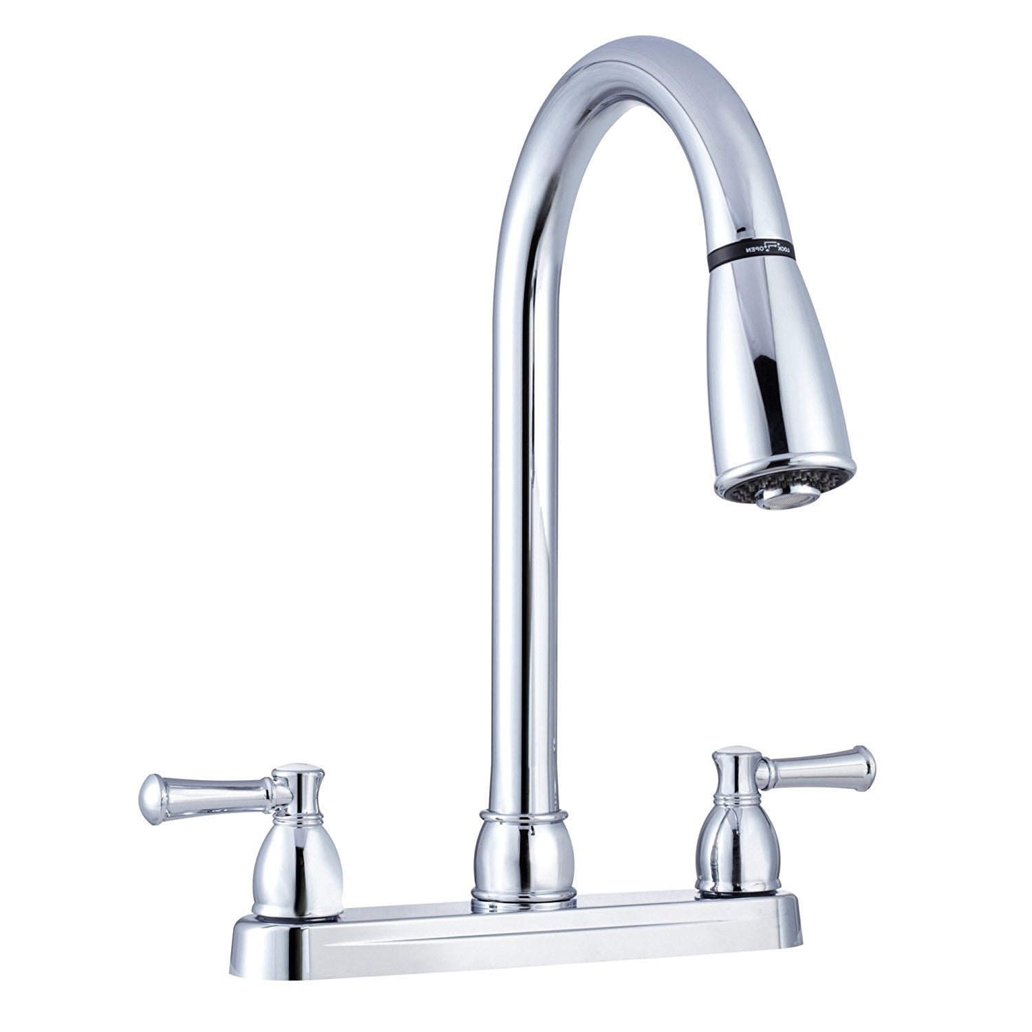 Dura Faucet Non Metallic Dual Lever Pull Down RV Kitchen Faucet   Brushed  Satin Nickel
