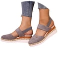 thumbnail image 3 of EliteGoogv Womens Wedge Sandals Closed Toe Platform Sandals Flock Upper Woven Bottom On Sandals For Women Large Size Summer Beach Shoes Grey US :8, 3 of 9