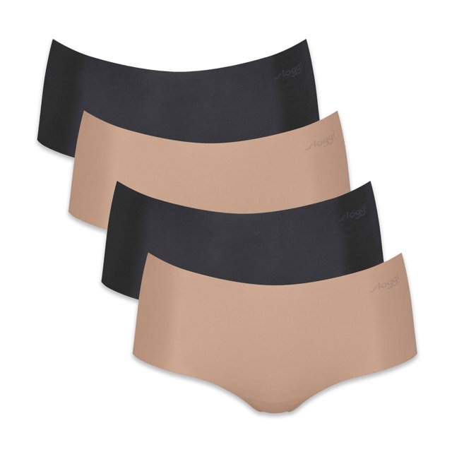 Sloggi pantalones cortos para mujer, lote de 4 - Pantalones cortos Zero Microfibre 2.0, microfibra, color liso Negro/Nude XS (X-Small)