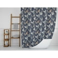 thumbnail image 5 of S4Sassy Blue Cats Geometric Decorative Waterproof Printed Shower Curtain Roller Hooks Drapes-60 x 84 Inch, 5 of 6