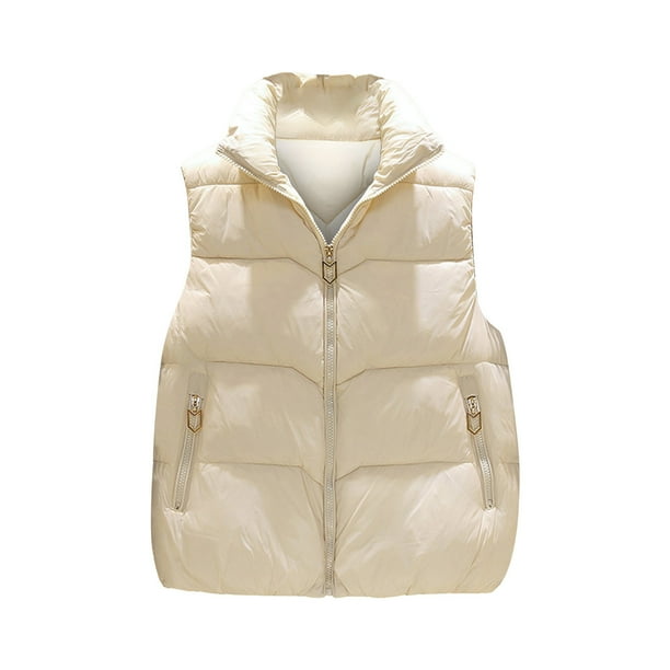Chaqueta larga de invierno sin mangas con bolsillos para mujer, de algodón y plumón