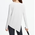 thumbnail image 6 of FNFYFH Long Sleeve Workout Tops for Women with Thumb Holes Side Split Loose Fit Gym Yoga Shirt Ice Silk Sun Protection Shirts, 6 of 8