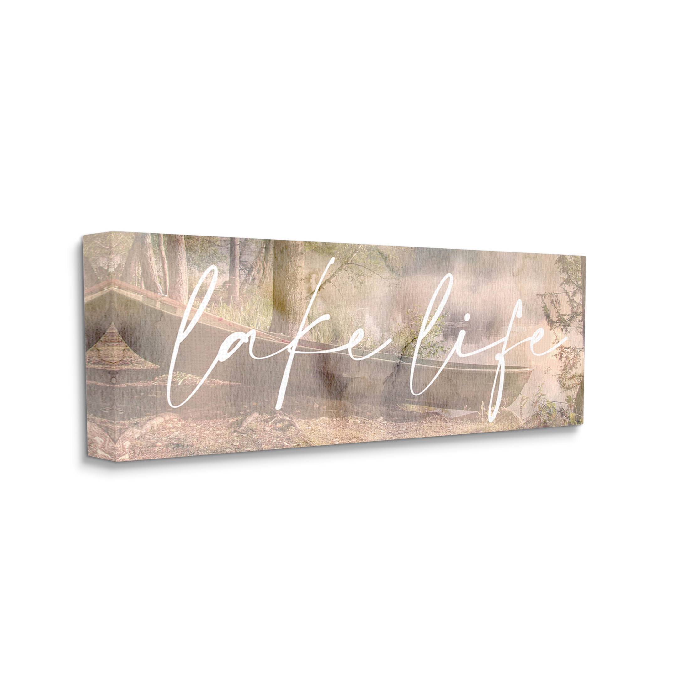 Lake Life Forest Nature Canoe Landscape Graphic Art Gallery Wrapped Canvas Print Wall Art