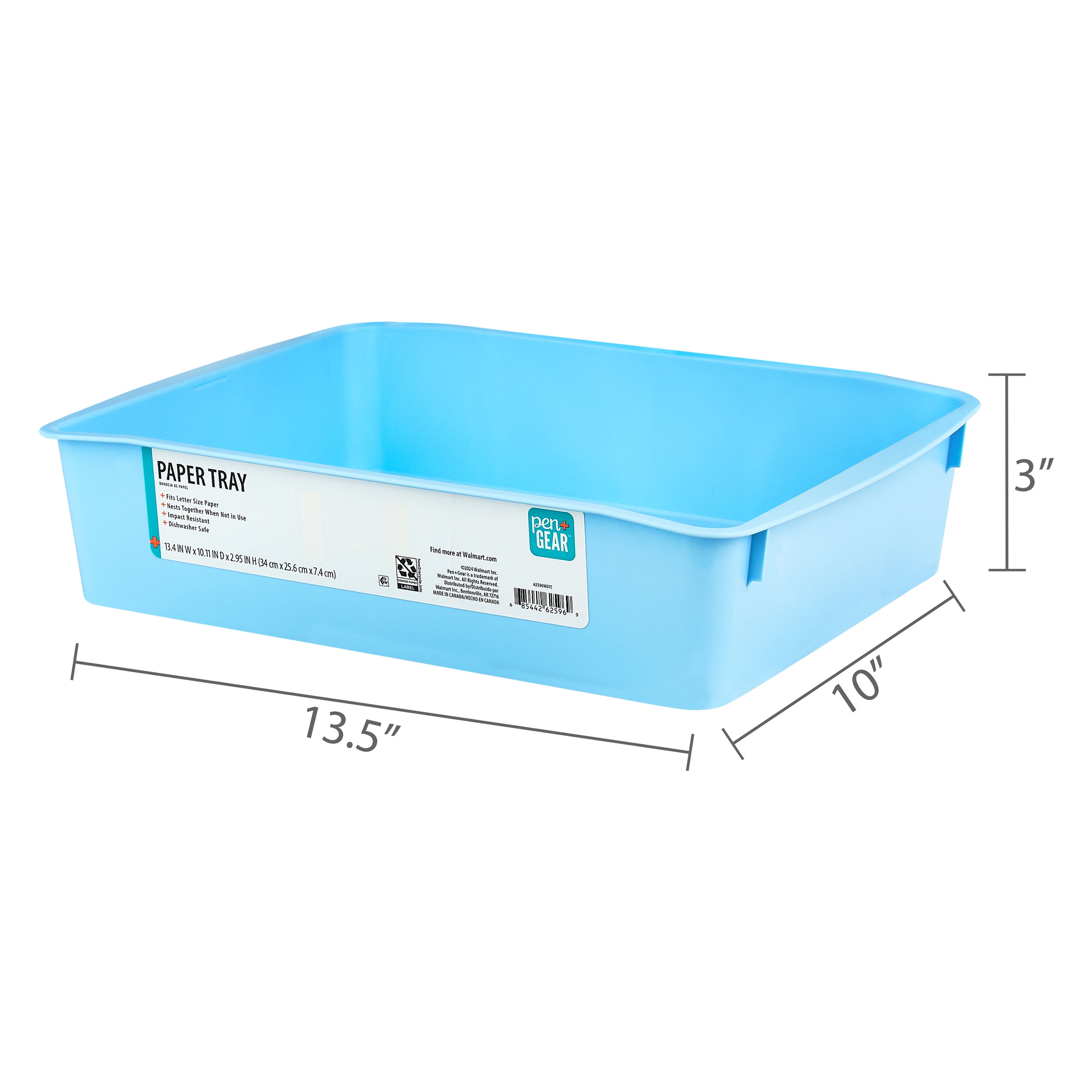 Pen+Gear Plastic Letter Tray, Letter Size Paper Sorter, Sky Blue, 7-Pack