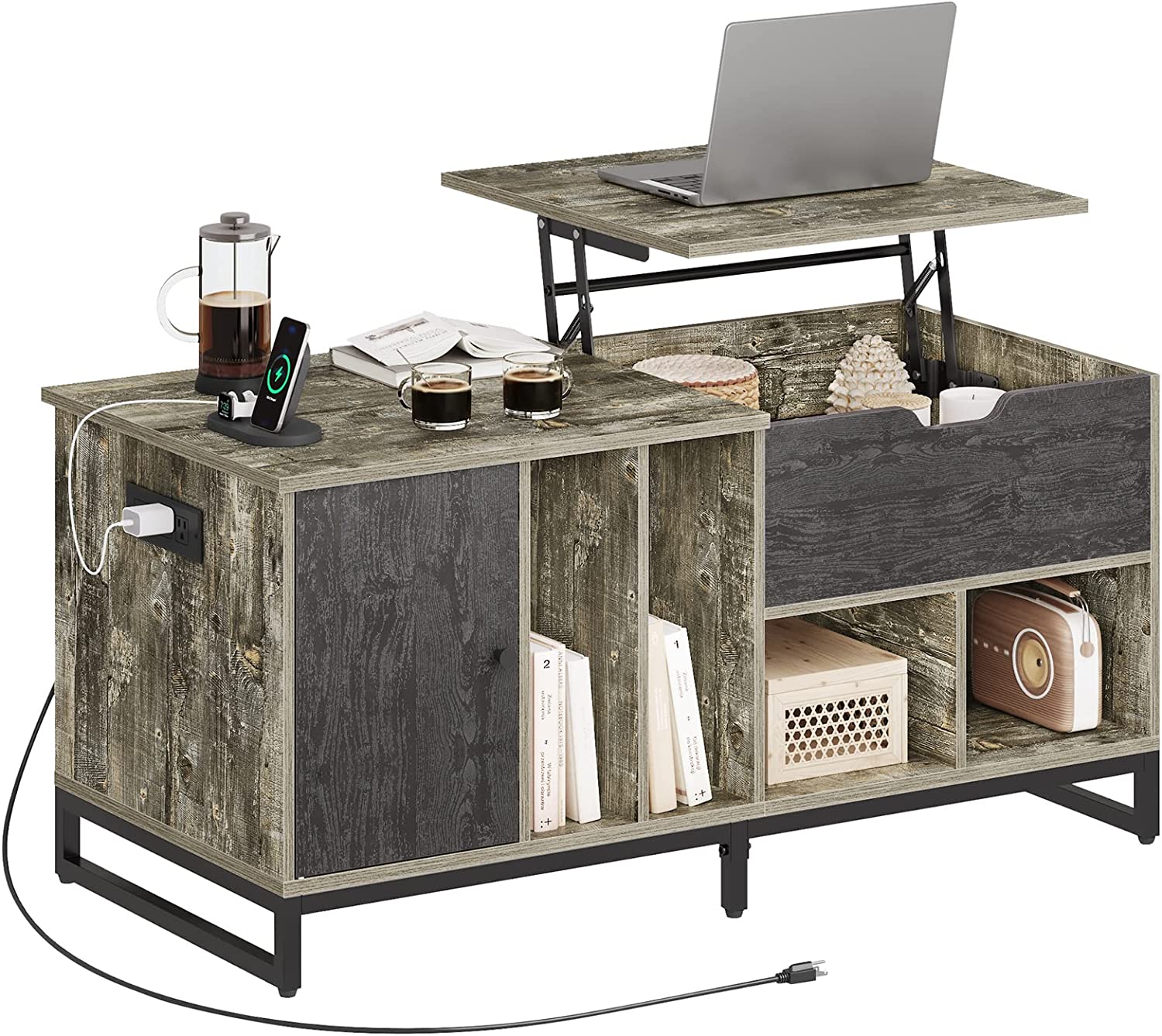 AOGLLATI Lift Top Coffee Table With Storage, Hidden Compartment and