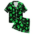 thumbnail image 6 of enyan Women Halloween Pjs Pajama Sets Short Sleeve Pajamas for Women Sets Soft Lounge Sets Casual Sleepwear Green,M, 6 of 7