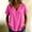 A_ Hot Pink, variant on CYMMPU Women's Summer Casual V-Neck Linen Blend Blouse, Short Sleeve with Rolled Cuffs, Lightweight Everyday Top Hot Pink S