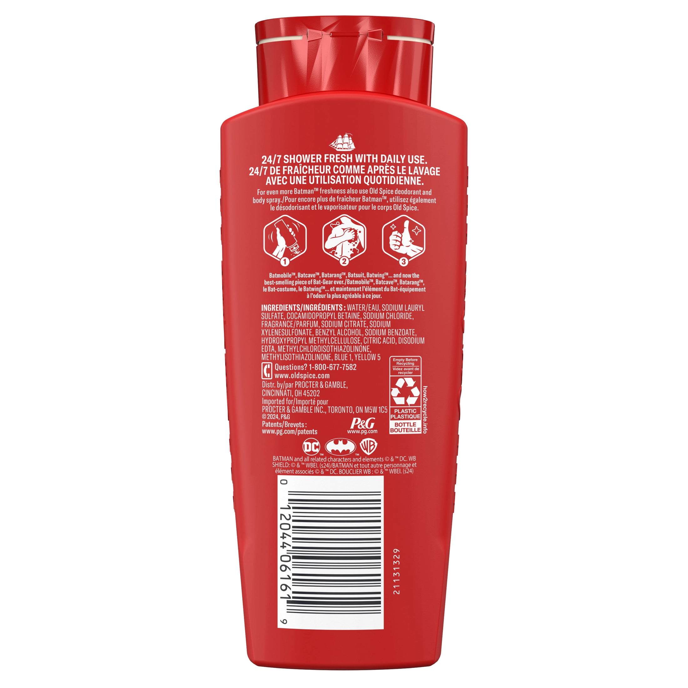 Old Spice GentleMan's Batman 2-in-1 Body and Face Wash, Black Cherry and Nightfall, 24 fl oz