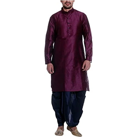 

Royal Kurta Men s Cotton Silk Solid Dhoti And Kurta Set (44 Purple)
