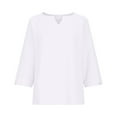 thumbnail image 4 of JINMGG Fall Long Sleeve Shirts for Women Womens Spring and Summer V-Neck Long Sleeve Solid Loose Casual Cotton White XXL, 4 of 6