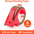 thumbnail image 1 of 6 Rolls Brown Packing Tape with Dispenser, Heavy Duty Packaging Tape Refills, 1.88 Inches Wide, 60 Yards Per Roll, 1 of 7