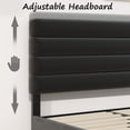thumbnail image 6 of 4 Ever Winner Twin Size Platform Bed Frame, Horizontal Stitched Black Velvet Upholstered Headboard, Solid Wooden Slat Support, No Box Spring Required, Easy Assembly, 6 of 11