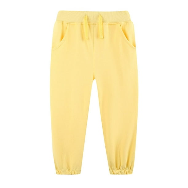 Pantalones largos para niños y niñas, pantalones de otoño e invierno, pantalones de chándal de color liso con cordón ajustable, pantalones de poliéster para niños.