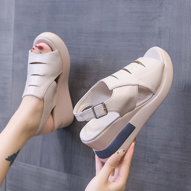 LSLJS Wedge Sandales pour Femmes, Sandales pour Femmes Élégantes d'Été pour Dames à Bout Ouvert Rétro Chaussures à Plateforme Wedge