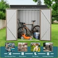 thumbnail image 5 of 6x4 ft Outdoor Storage Shed on Sale, Sheds & Outdoor Storage with Lockable Doors, Metal Garden Shed by Durable Galvanized Steel for Patio, Lawn, Light Brown, 5 of 10